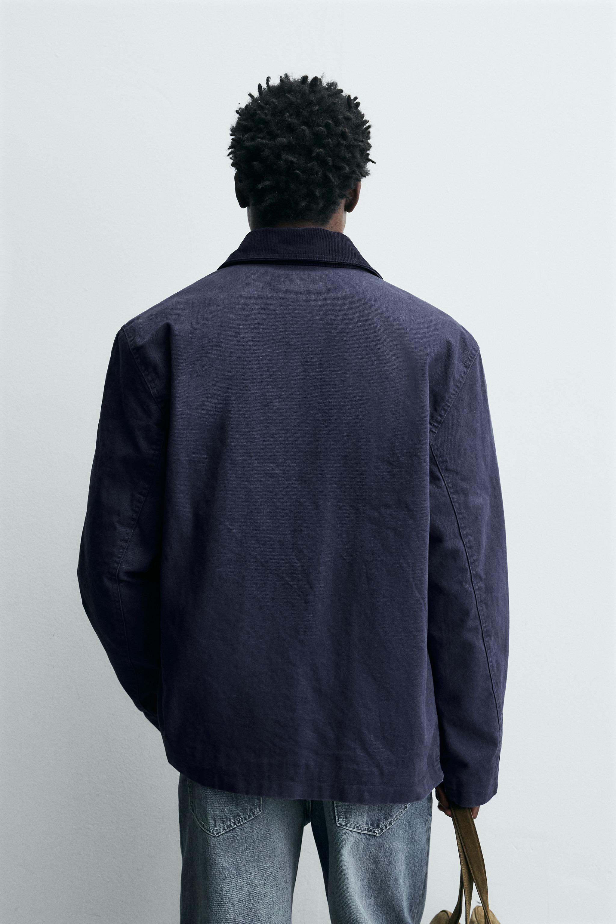 BLOUSON COL CONTRASTE À BRANDEBOURGS